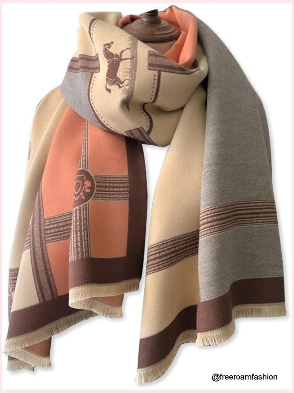 Women's Reversible Pashmina Shawl with Tassel Cashmere Wrap